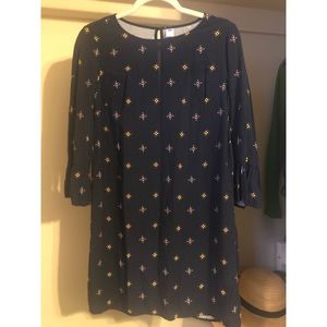 Navy bell-sleeved shift dress